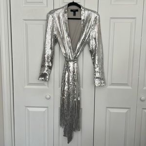 Sequin Fringe Wrap Coat